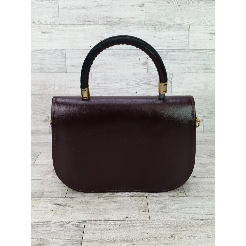 Vintage A Leather Handbag Bag Purse Framed Purse Vintage Mahogany